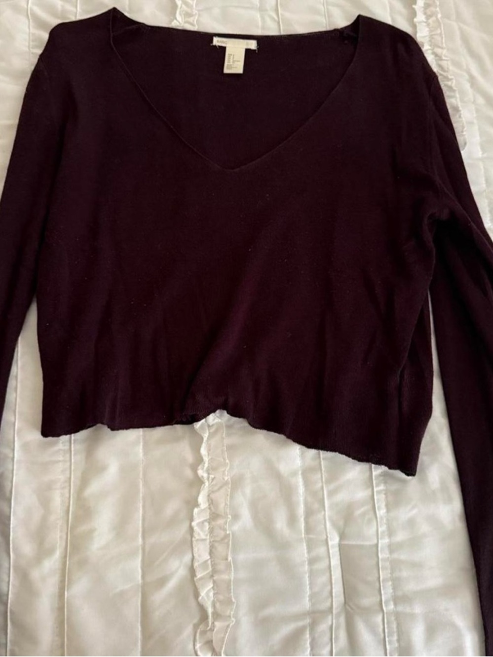 H&M Deep Plum V-Neck Long Sleeve Top